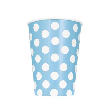 Pappersmugg Ljusbl Prickig - 6st, 354ml