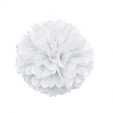 Pom Pom, Vit Takdekoration - 40cm