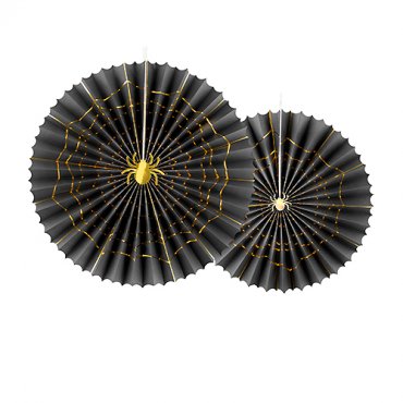 Mne, Takdekoration med spindlar, Svart/Guld - 2st, 1x40cm, 1x32cm