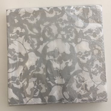 Servetter Ddskalle, Silver - 20st, 33x33cm