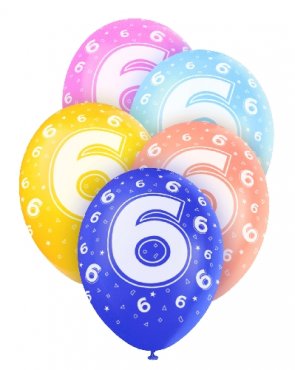 6 �r, Ballonger blandade f�rger - 5st