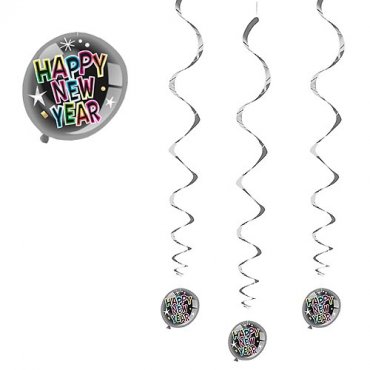 H�ngande dekoration i silver, Happy New Year