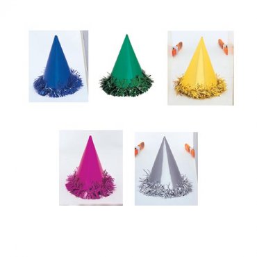 Partyhattar med franskant, Olika f�rger -6st