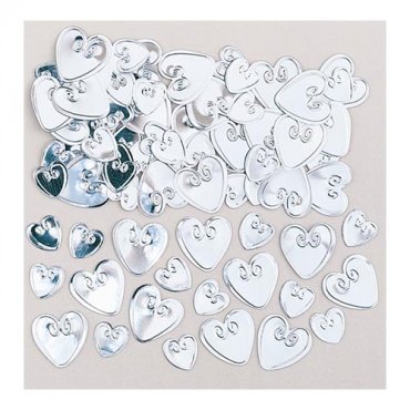 Konfetti Silverhj�rtan, Blandade storlekar - 14g