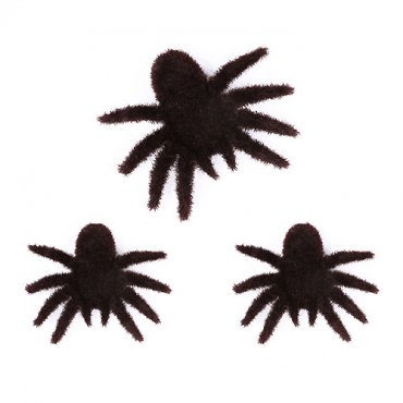 Spindlar dekoration, Svarta och ludna - 3st, 10cm