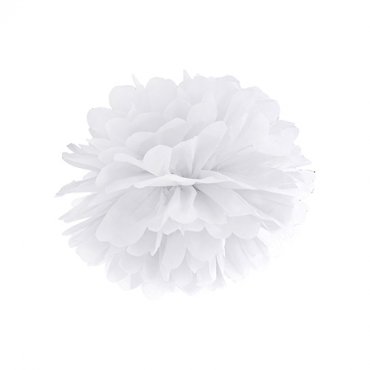 Pom Pom, Vit Takdekoration - 35cm