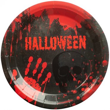 Tallrik, Blodig Halloween - 8st, 23cm