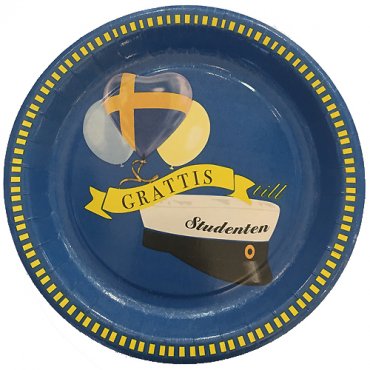 Tallrik Student, Bl� - 8st, 23cm