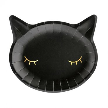 Tallrik Svart katt - 6st, 22x20cm