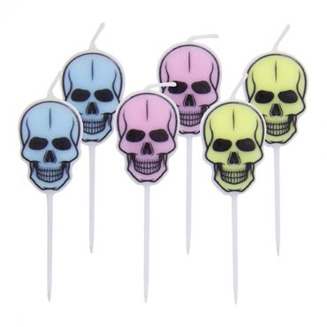 Trtljus Ddskallar i pastellfrger - 6st, 7x3cm