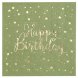 Servetter HBD Grn/Guld - 20st, 25x25cm