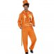 90-talskostym, Orange kostym med jacka, byxor, fejk krsskjorta & Hatt - Strl. M