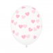 Ballonger Transparanta med rosa hjrtan - 6st