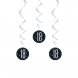 Hngande dekoration 18, Svart/Silver - 6st