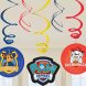 Hngande dekoration/Swirl, Paw Patrol - 6st