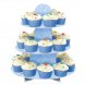 Cupcake stllning Bl Prickar - 34x30cm