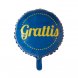 Folieballong Grattis, Bl/Gul - 46cm