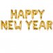 Ballong HAPPY NEW YEAR, Guldiga Bokstavsballonger (flyger ej) - 35cm