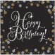Servetter HBD, Guldglitter - 16st, 33cm