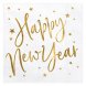 Servetter Happy New year, Vita/Guld - 20st, 33x33cm