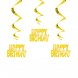 Happy Birthday Hngande dekoration, Guld - 3st