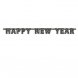 Banner/Vimpel Happy New Year, Svart - 1,8m