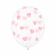 Ballonger Transparanta med rosa hjrtan - 6st