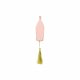 Placeringskort - Rosa Proseccoflaska m. tassel - 6st, 3.5 x 10 cm + tassel