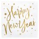 Servetter Happy New year, Vita/Guld - 20st, 33x33cm