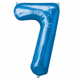 Sifferballong Blå - No. 7 *** Ca. 86 cm hög. Kan fyllas med helium. Helium ingår ej i priset. 
