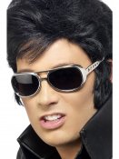 Solglasgon Elvis, Silver Vuxen Maskeraddrkt