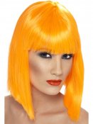 Glam - Neon Orange Peruk. Page med lugg