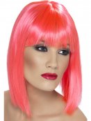 Glam - Neon Rosa Peruk. Page med lugg