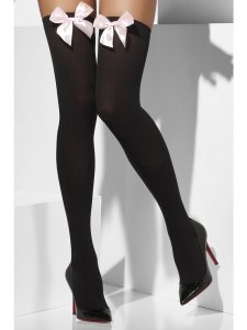  Opaque Hold-Ups, Black, with Bows 