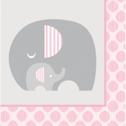  Servetter, Rosa Baby Elefant - 33x33cm, 16st 