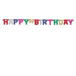  Girlang Happy Birthday, Blandade färger - 1,2m 