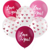 Ballonger 'Love You!' Rosa Mix -  33cm, 6st