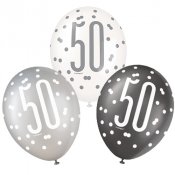 Ballonger 50 Svart/Silver/Vit - 6st