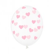 Ballonger Transparanta med rosa hjrtan - 6st