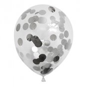 Ballonger med silver konfetti - 6st