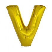 Bokstavsballong Guld V - 86cm