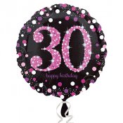 30-årsballong Rosaglittrig - 46cm
