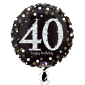  40 år Happy Birthday Folieballong, guldglitter - 45cm 