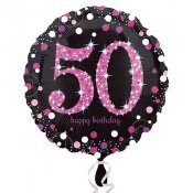 50-årsballong Rosaglittrig - 46cm