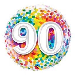  90 år Folieballong Konfetti - 46cm 
