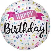 Konfetti Happy Birthday Folieballong - 43cm