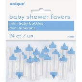  Mini Nappflaskor, Blå Dekoration, Baby Shower 24st/förp 