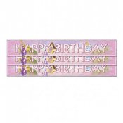 Banner Happy Birthday, Prinsessor - 3st, 90x13cm, Folie