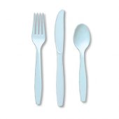  Engångsbestick Pastellmint/Pastellblå, gaffel-kniv-sked - 8st. av varje 