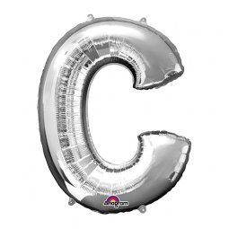  Bokstavsballong Silver - C *** ca. 86 cm hög. Kan fyllas med helium. Helium ingår ej i priset. 